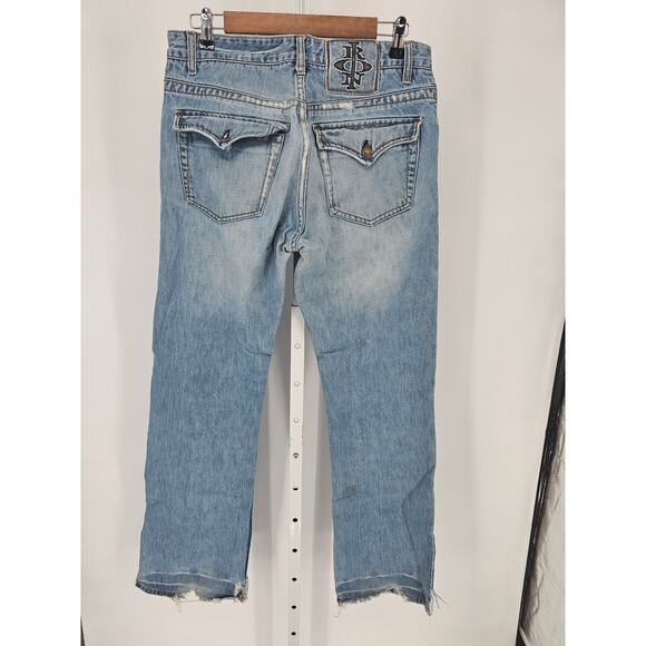 Vintage Y2K Iron Jeans Men Sz 32x30 Light Wash Distressed Blue Jeans Flap Pocket - Picture 5 of 7